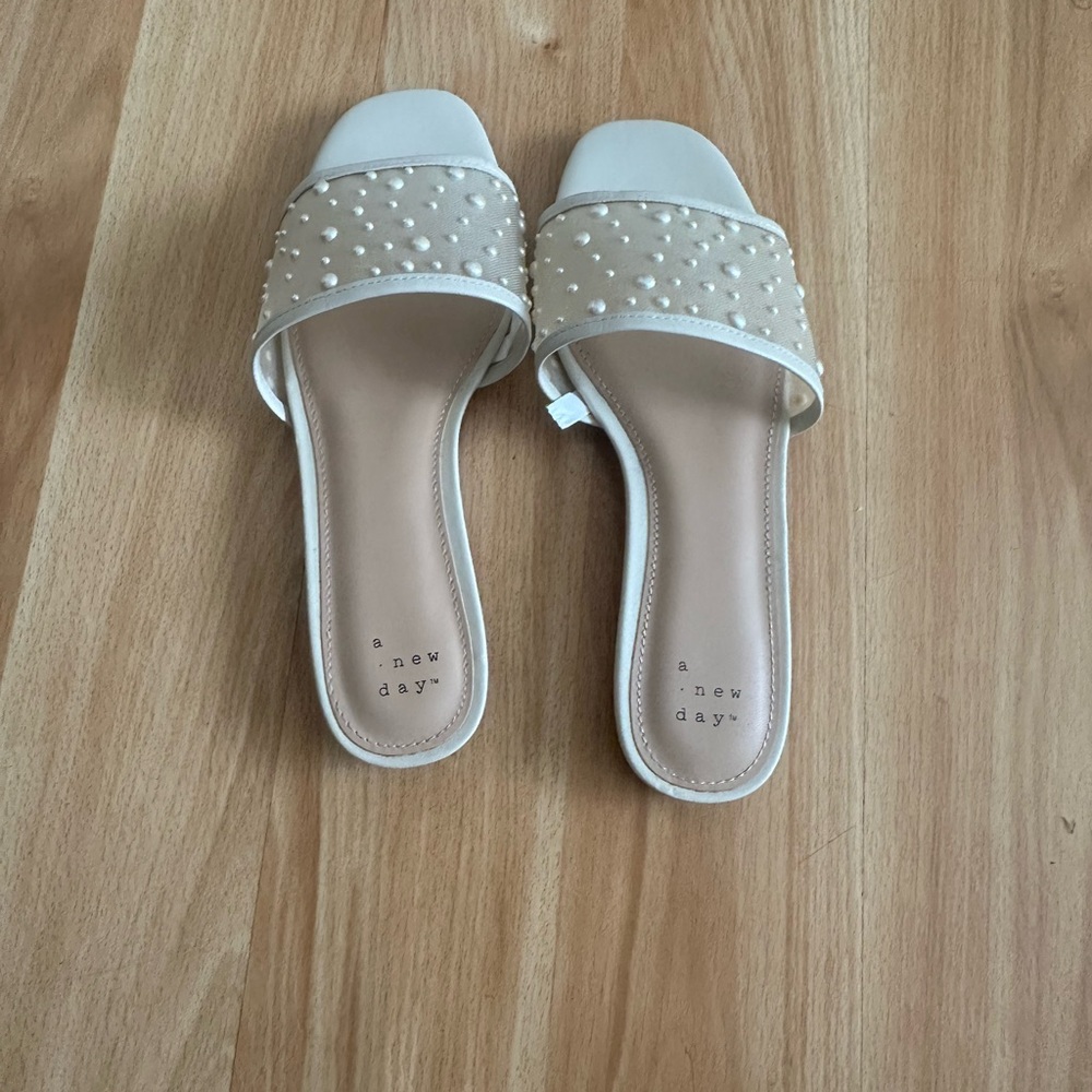 A New Day Women's Pearl Embellished Sandals - Cream